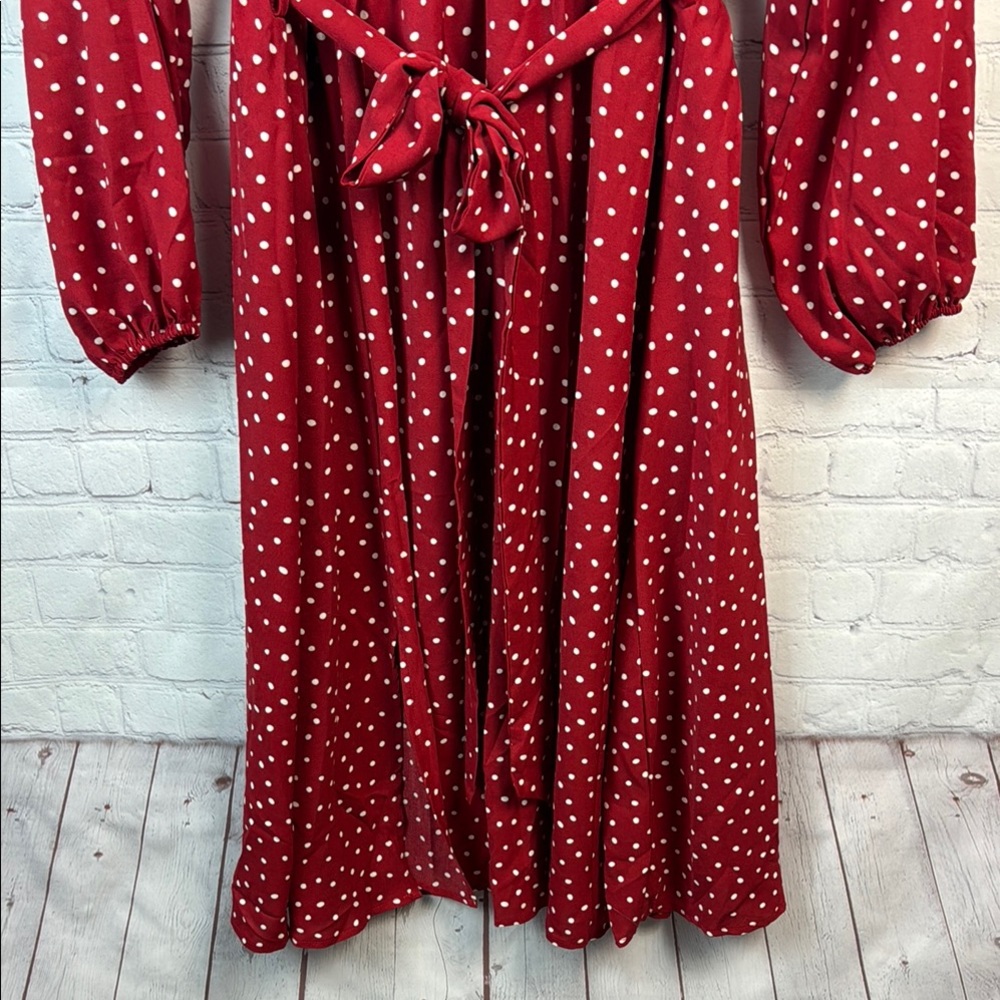 BloomChic Red & White Polka Dot Long Sleeve Dress - Picture 6 of 7